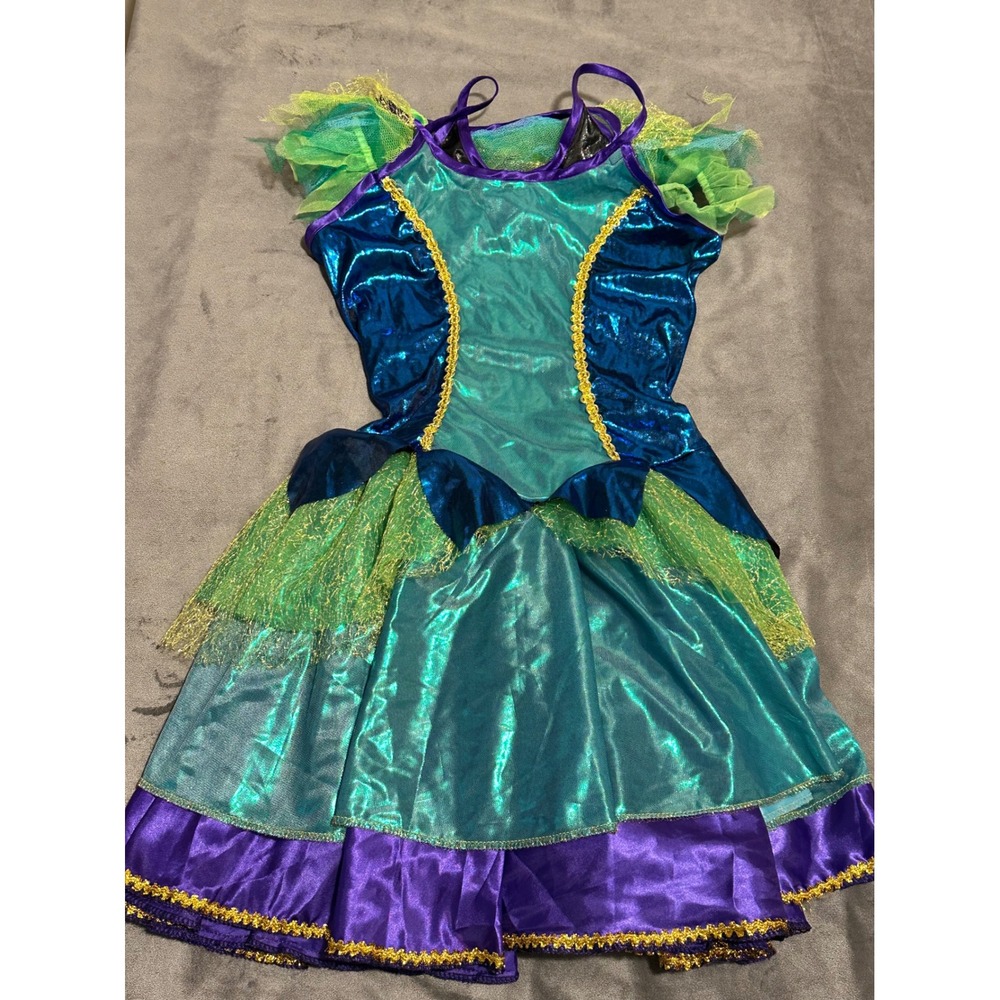 Rubies Women's Peacock Costume Dress Teal Purple Gold Trim Size Large